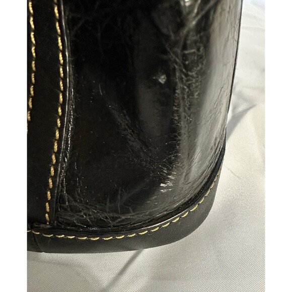 Dooney & Bourke Vintage Croco Embossed Black Leather Satchel Purse Tassels Large - Picture 5 of 16